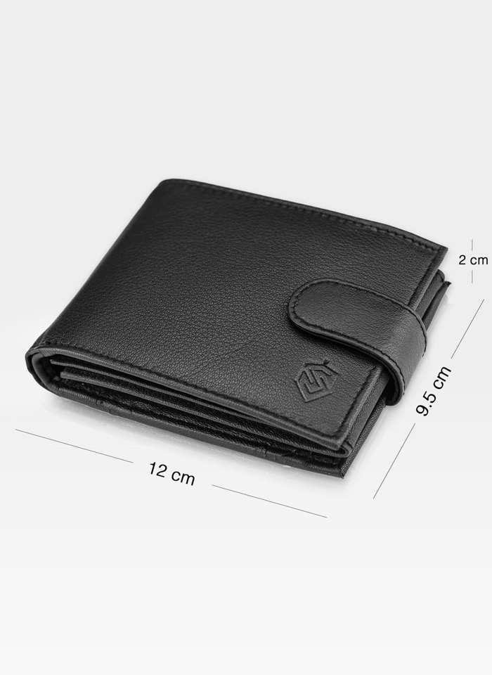 Pánska kožená peňaženka STEVENS Classic Horizontal Buckled Black Card Protective Technology RFID